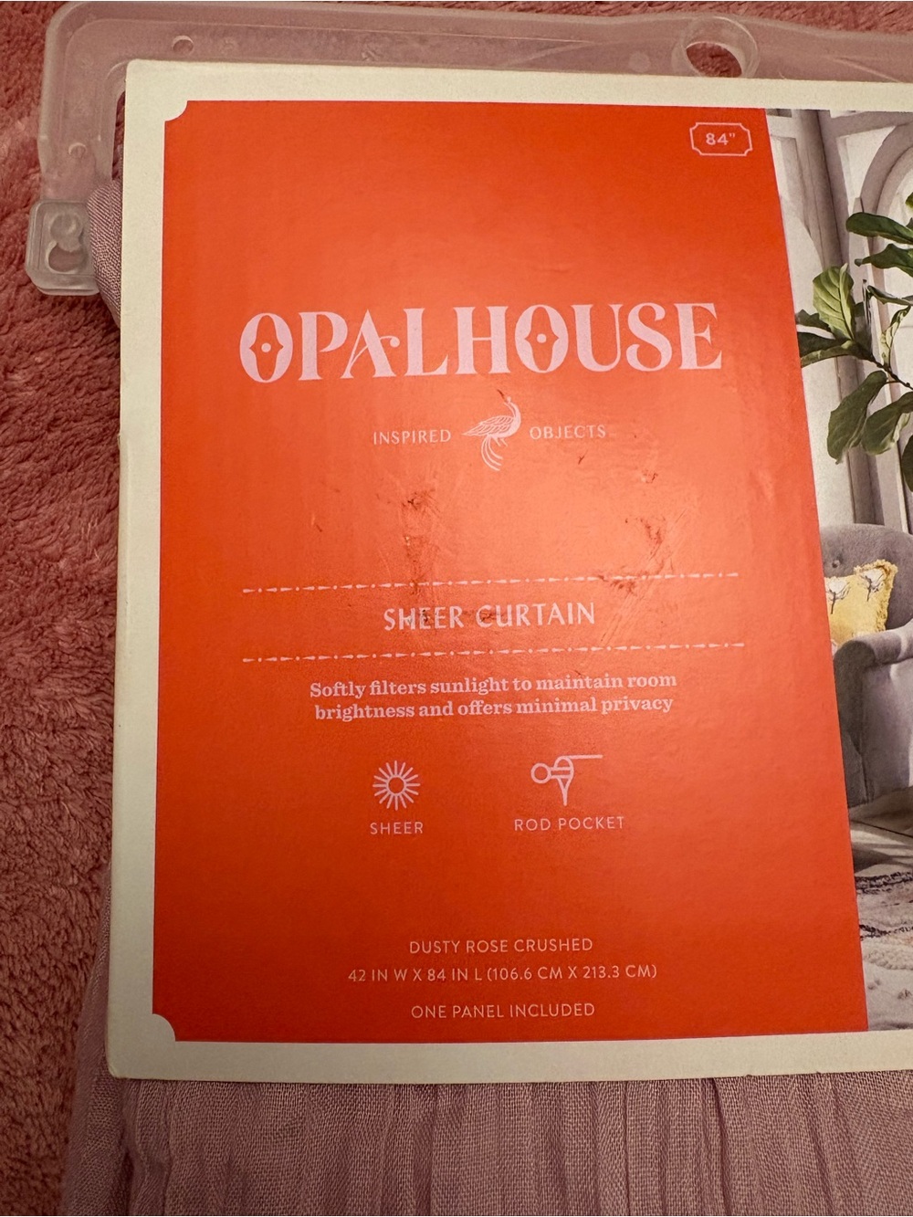 Opalhouse 42“ W x 84“ L sheer one panel curtain-Dusty Rose crushed - Picture 2 of 4